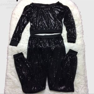 Sheer Sequined Jogger Set